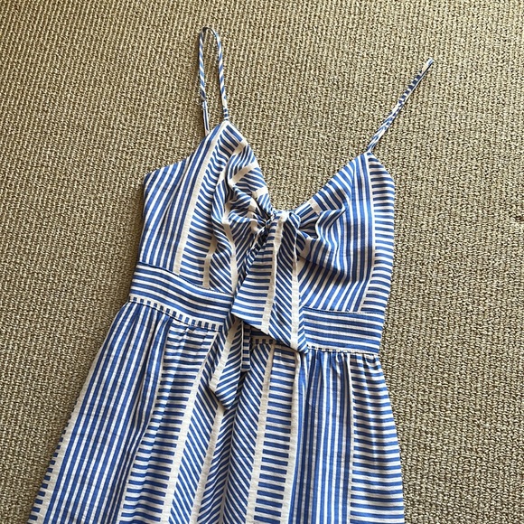 NWOT Lush World Wonder Blue Stripe Tie-front Midi Dress XS - Picture 5 of 11